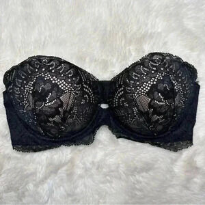 La Senza Strapless Push Up Bra Lace Black  & Cream Size 32C
